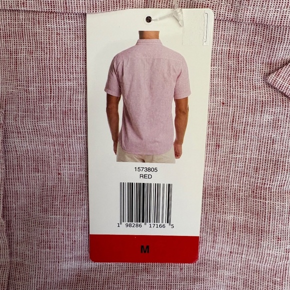 Weatherproof Vintage Linen/Cotton Short Sleeve Shirt, Light Red/Pink Medium NWT - Picture 6 of 15